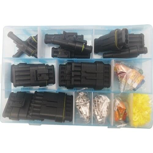 Car Waterproof Electrical Connector Terminal 1/2/3/4/5/6 Pin Way+Fuses W/Box