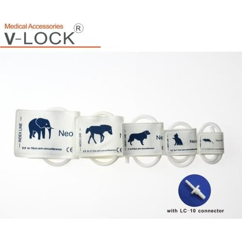 Free Shipping Disposable Single Tube Non Woven BloodPressure Cuff for Veterinary Little Animal Paitent Monitor with Connector