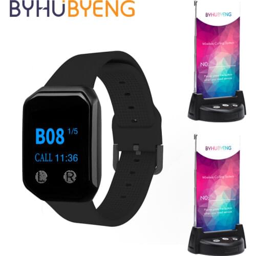 BYHUBYENG Call Customer Wireless Calling System Restaurant Pager Receiver Watch 2pcs Call Transmitter Menu Buttons