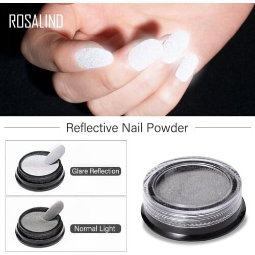 ROSALIND Nail Glitter Powder Reflective Pigment Dipping Powder Set Bright Light Base Coat For Nails Art Decorations Manicure