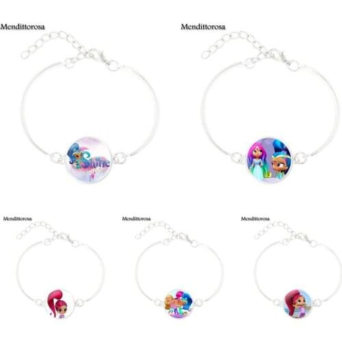 Mendittorosa Glass Cabochon Maxi Bracelet Bangle Jewelry For Kids Beads Chain Bracelet Bangle Shimmer And Shine