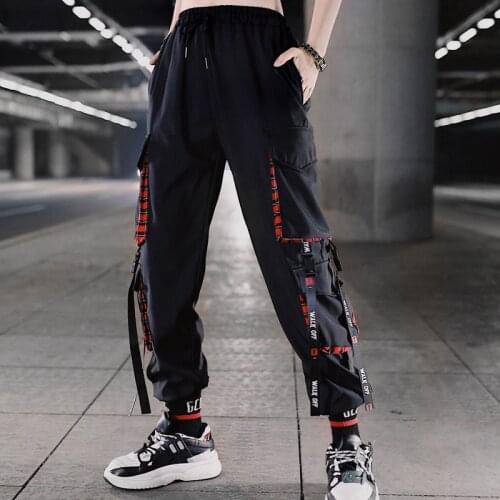 Streetwear Cargo Pants Women Casual Joggers Black High Waist Loose Female Hip Hop Trousers Causal Pnats