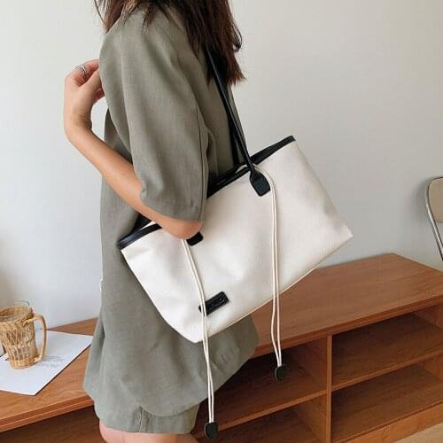 CGCBAG 2021 Fashion Canvas Tote Bag Female High Quality Shoulder Shopper Bag Korean Style Simple Large Capacity Ladies Handbag