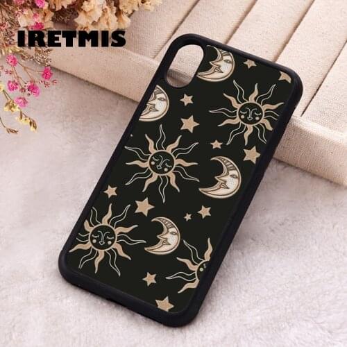 Iretmis 5 5S SE 2020 phone cover cases for iphone 6 6S 7 8 Plus X Xs Max XR 11 12 MINI Pro Soft Silicone TPU Moon & Sun Pattern