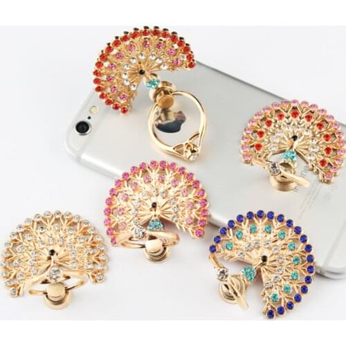 Peacock Diamond Phone Stand Mobile Finger Ring 360 Degree Rotation Universal Stand Holder For IPhone X 7 Plus Samsung Xiaomi