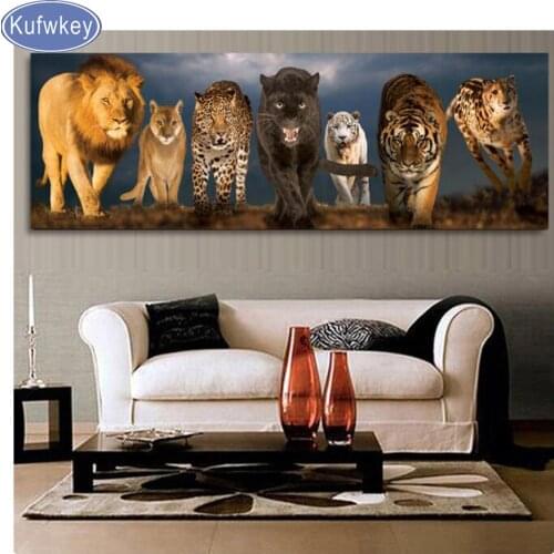 Lion,tiger,leopard,Large mosaic picture Diamond Embroidery sale 5d DIY diamond painting animals cross-stitch wall banner decor