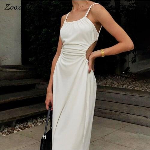 Womens Halter Neck High Low Backless Party Cocktail Skater Dress Sexy Spaghetti Strap Loose Long Dresses Bandage White Black