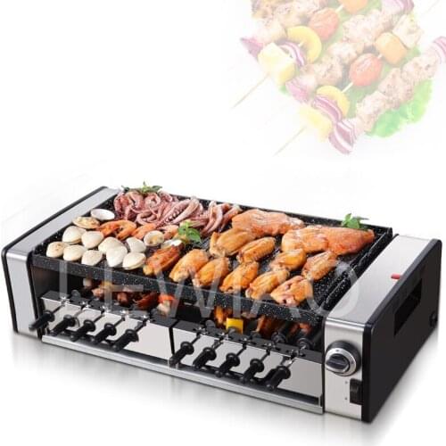 Electric Barbecue Machine Automatic Rotating Skewers Machine Smokeless Barbecue Grilled Steak Double-Layer Capacity 1600W