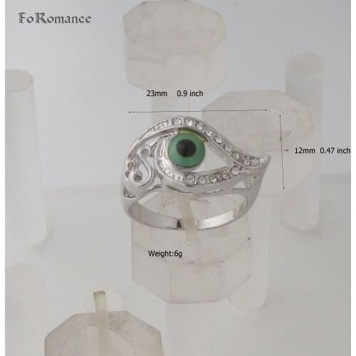 FoRomance / WHITE GOLD OVERLAY GP EYE/ EVIL EYE PROTECTION FROM EVIL THINGS ENAMEL RING WITH EYE DROP AVAILABLE SIZE SIZE 7 8 9
