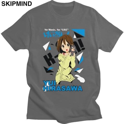Yui Hirasawa K-ON T Shirt for Men Pure Cotton Urban T-shirt O-neck Short Sleeve Japan Music Anime Manga Tee Tops Clothing Gift