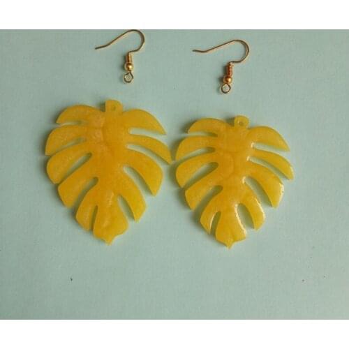J60E 3 Pcs Leaves Earrings Epoxy Resin Mold Ear Studs Necklace Jewelry Silicone Mould