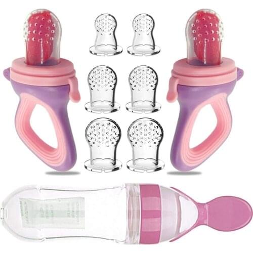 Baby Food Feeder Fresh Food Fruit Feeder Pacifier Spoon Temperature Sensing Spoon Children Food Baby Feeding Tools