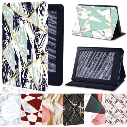 Geometry Leather Stand Tablet Cover Case for Amazon Kindle 8/10 Paperwhite 1 2 3 4 Anti-Dust Soft Protective Shell
