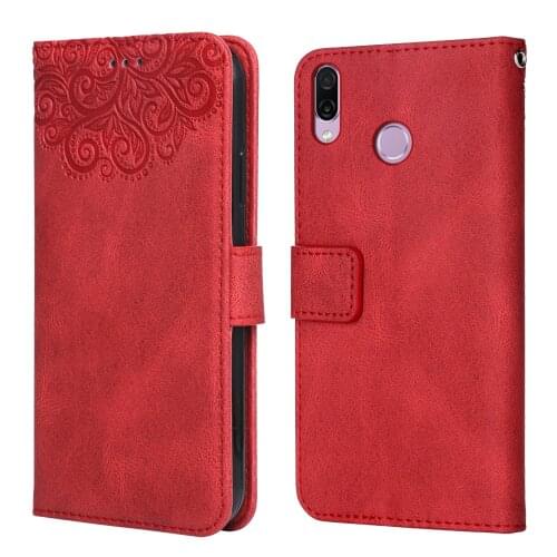 For Huawei Y6 2019 Flower Embossing Case MRD-LX1 MRD-LX3 MRD-LX1N Wallet Flip Leather Case for Y6 2019 Cover
