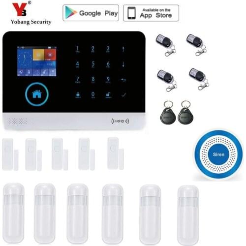 Yobang Security Metal Remote Control Voice Prompt Wireless door sensor Home Security GSM Alarm systems Wirelress Siren