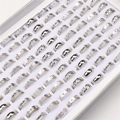 Fashion 10pcs/Lot Silver Golden Color 24K Platinum Plated Copper Jewlery Rings For Women Men Wedding Engagement Couple Rings