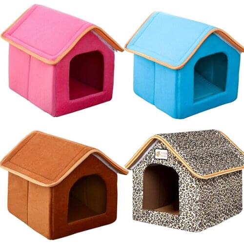 Soft Winter Warm Puppy Sofa Cushion Kennel Nest Pet Dog House Foldable Bed With Mat Dogs Sleeping Supplies for Small Medium