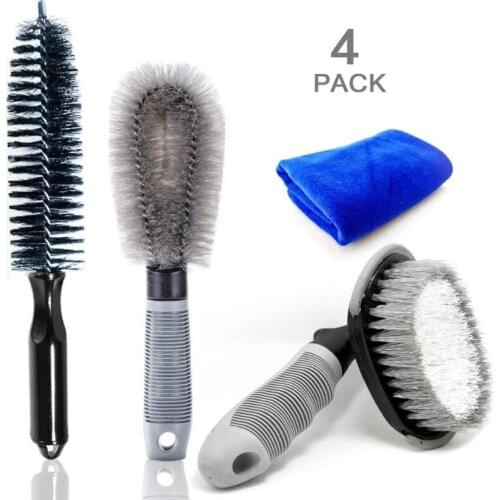 Car Wheel Cleaning Brush Kit Car Detailing Vehicle Auto Interior Wheel Hub Tube Cleaning Set Car Accessories Washing Tool