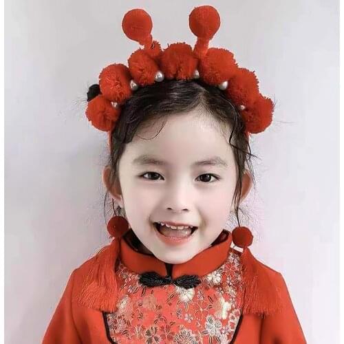 Chinese Style Tassel Design Non-slip Headwear Hair Hoop New Year Decor Hairband Girls Hair Accessory Festival Gift Red Hairband