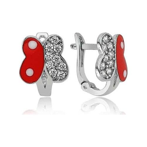 Original 925 Sterling Silver Rocky Red Butterfly Earring , Quality products , Flashy Designs , Hundreds of kinds of earrings