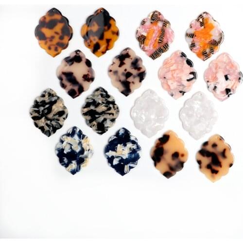 Tortoise Shell Earring Charms,Acetate Acrylic Lage Quatrefoil Shaped Pendant,Earrings Part,Big Earring Findings,41.5x32mm,ACE244