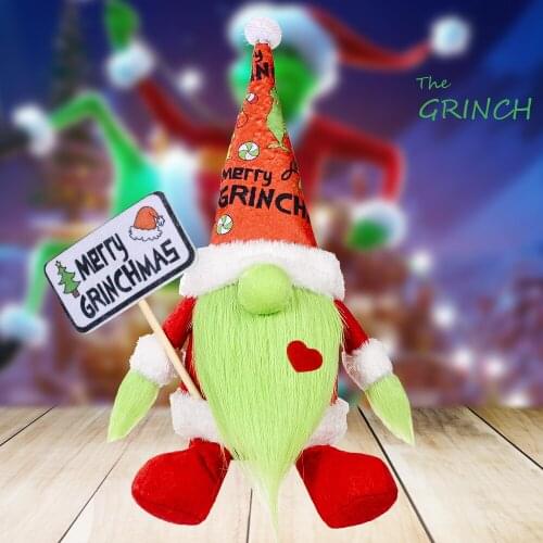 Christmas Faceless Doll Grinch Raises His Card Rudolph Merry Christmas Decorations For Home Xmas Navidad Natal New Year 2022