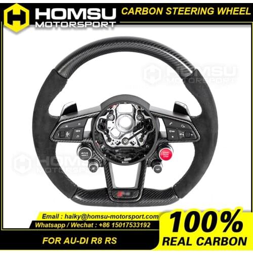 Real Carbon Fiber Car Steering Wheel Compatible with 2018 audi r8 rs Car racing Style Steering Wheel