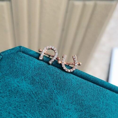 925 Silver Fashion U-shaped Rose Gold Earrings Women Memorial Day Jewelry Gifts