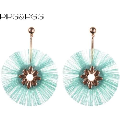 PPG&PGG Bohemian Style New Earrings Fashion Fan Tassel Earrings Women 7 Colors Statement Jewelry Earrings Wholesale