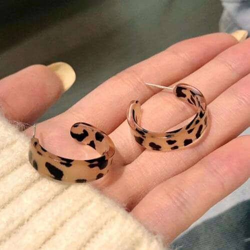 Korean Style INS Leopard Print Earrings For Women Geometric C-Shaped Earrings 2021 Girls Female New Trend Party Jewelry