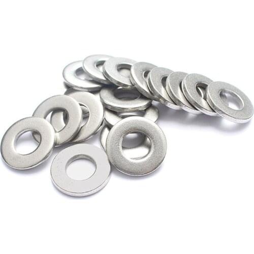 50PCS M1.6 M2 M2.5 M3 M3.5 M4 M5 M6 M8 M10304 Stainless Steel Thickened Flat Washer Metal Washer