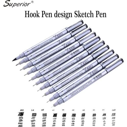 Art Supplies 10 Tip Sizes Micron Neelde Drawing Pen Waterproof Pigment Fine Line Sketch Markers Pen For Writing Hand-Paint anime