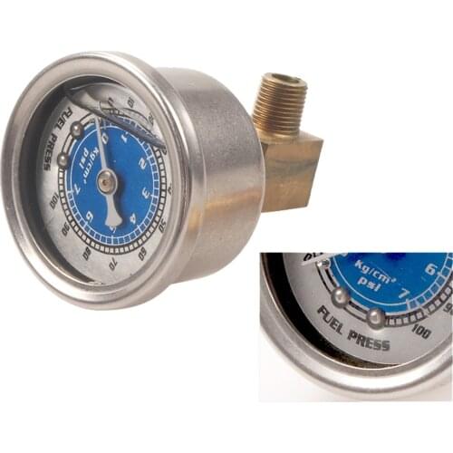 RESO--Universal Oil Press Gauge Fuel Gauge Fuel Pressure Liquid Filled Regulator Gauge Adapter Kit 0-100 PSI Aluminum