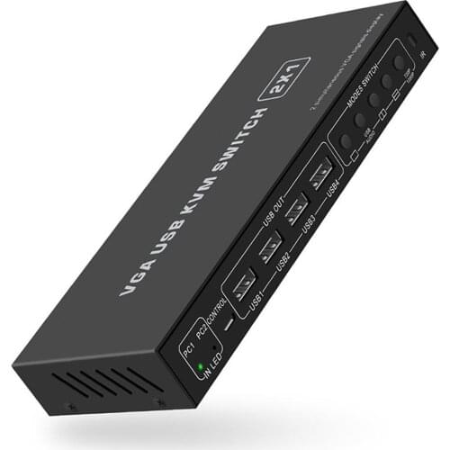 VGA USB KVM Switcher PC Monitor Keyboard Mouse Switcher Box Display for Computer Laptop