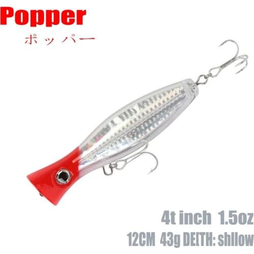 Popper Fishing Lure12cm/43g Wobbler Floating Artificial Hard Baits hole on head design excellence action wobblers pesca