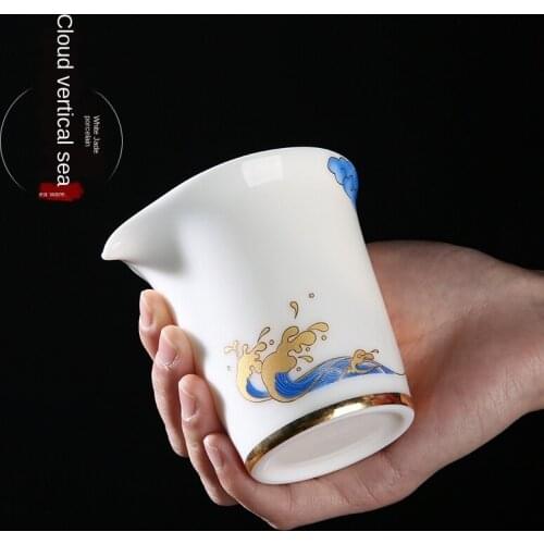 High White Ceramic Pitcher Handmade Porcelain Tea Pot Household Kung Fu Tea Set Tea Pitcher Tea Ceremony Fair Cup Tea Strainer