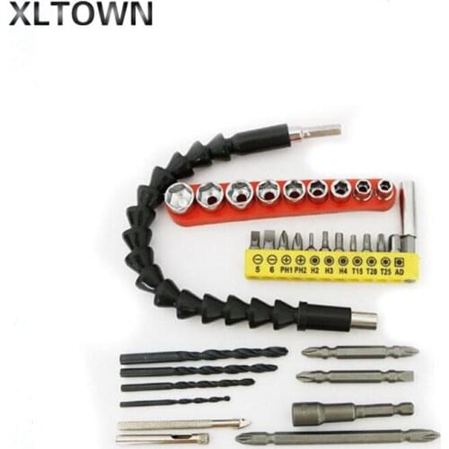 XLTOWN 20PCS electric screwdriver accessories 10 pieces screwdriver bit 9 piece sleeve 1 piece universal shaft accessories