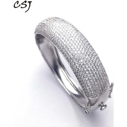 CSJ New Fashion Trendy Luxury Brand Bracelet Women Full CZ Copper Crystal Cubic Zircon Fine jewelry Bridal Wedding Gift