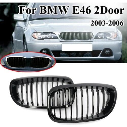 1 Pair Matte Black Kidney 51137064318 51137064317 Front Bumper Grill For BMW 3 Series E46 325Ci 330Ci LCI 2003 2004 2005 2006