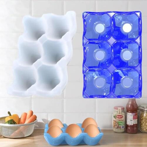 1Pc New Resin Epoxy Mold Refrigerator Storage Box Creative Egg Grid Storage Decoration Silicone Mold Portable Egg Rack Container