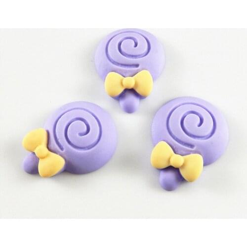 10pieces)Creative Necklace Pendant Cute Resign Flatback Lollipop Hair Jewelry Accessories Gift 26*20mm Handmade Crafts 52439