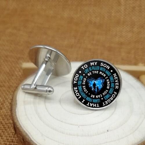 2020 New Father and Son Jewelry Cufflinks for My Son Will Never Forget I Love You Neclas Fashion Charm Cufflinks
