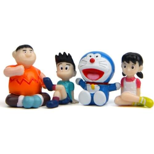 4PCS/Set Creative Garden Landscape Doraemonn Blue Cat Robot Friends Mini Action Figures Decoration Toys for Kids Christmas Gifts