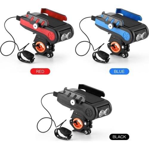 4 IN 1 Bicycle Front Light Horn Phone Holder with Power Bank Function for MTB Bicycle Road Bike Scooter 4000mAh Bike Lamp