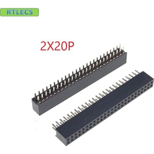 500pcs 2x20 P 40 pin 1.27mm Pitch Pin Header Female dual row straight through hole DIP Rohs Lead free