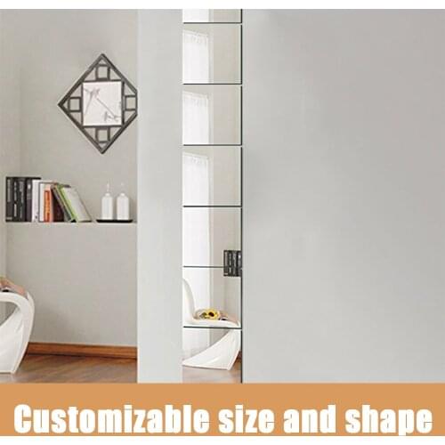 9 Pcs 15x15CM Square Mirror Wall Sticker Modern Tile Mirror Wall Sticker Self-adhesive Room Decoration