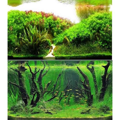 9084 15 Meters/Roll Double Sided Fish Tank Background Aquatic Plants / Forest Aquarium Decoration Picture Poster