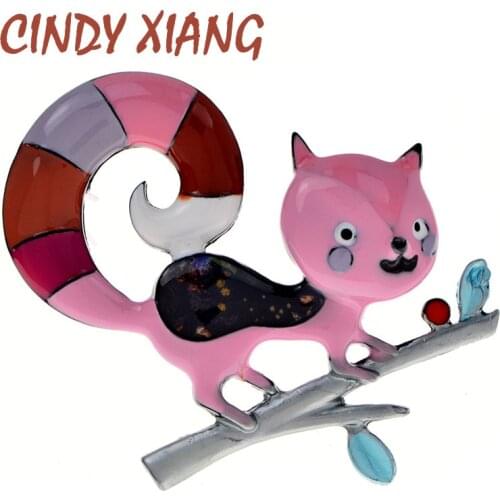 CINDY XIANG 4 Colors Enamel Squirrel Brooches Women And Men Unisex Cute Animal Pin Fashion Jewelry Coat Accessories High Quality