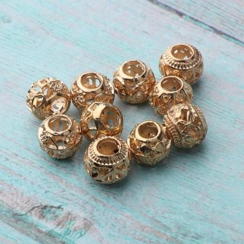 10PCS Dreadlock Hair Braid Retro Spacer Beads Antique Alloy Charms Pendants