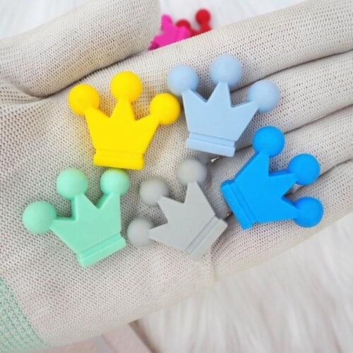 Chenkai 50PCS BPA Free Crown Silicone Beads Teether Rodents Baby Teething Toy For Making Baby Teething Dummy Pacifier Chain